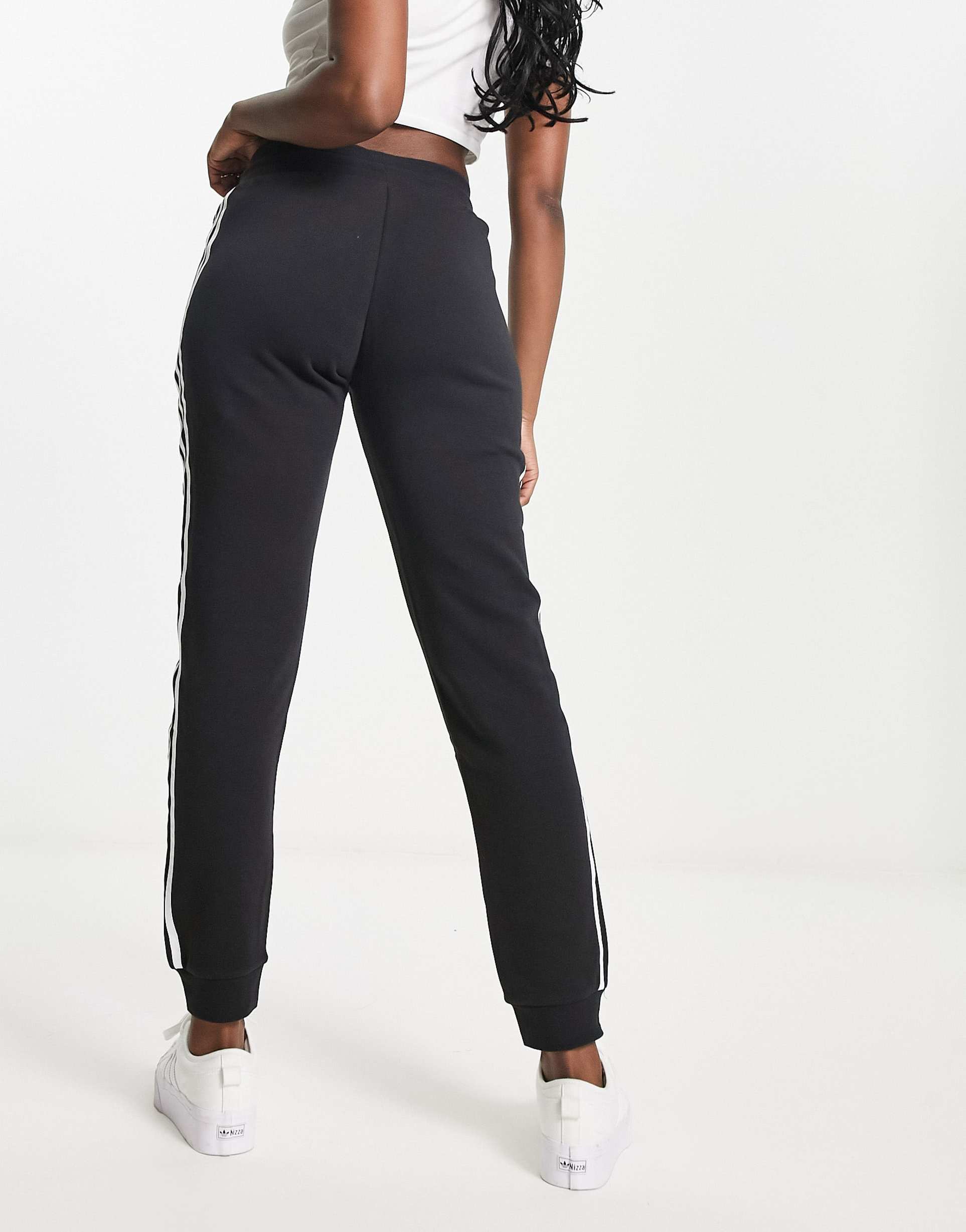 adidas Originals adicolor slim three stripe jogger in black view 3