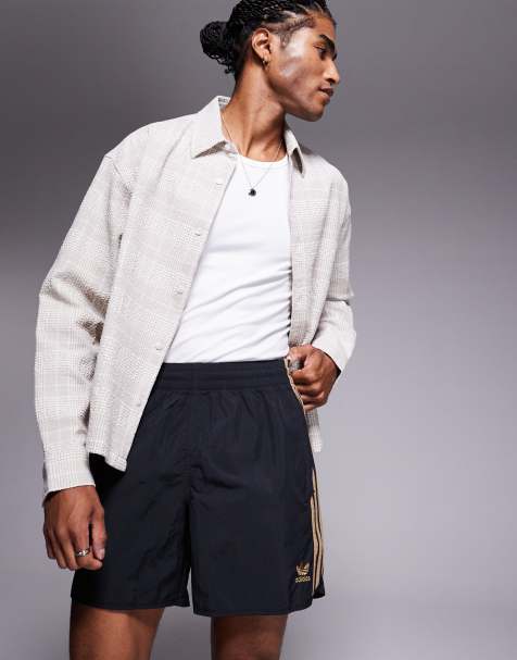 adidas Originals Adicolor sprinter shorts in black and beige