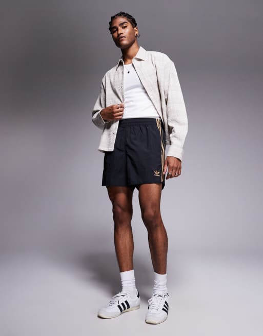 adidas Originals Adicolor sprinter shorts in black and beige