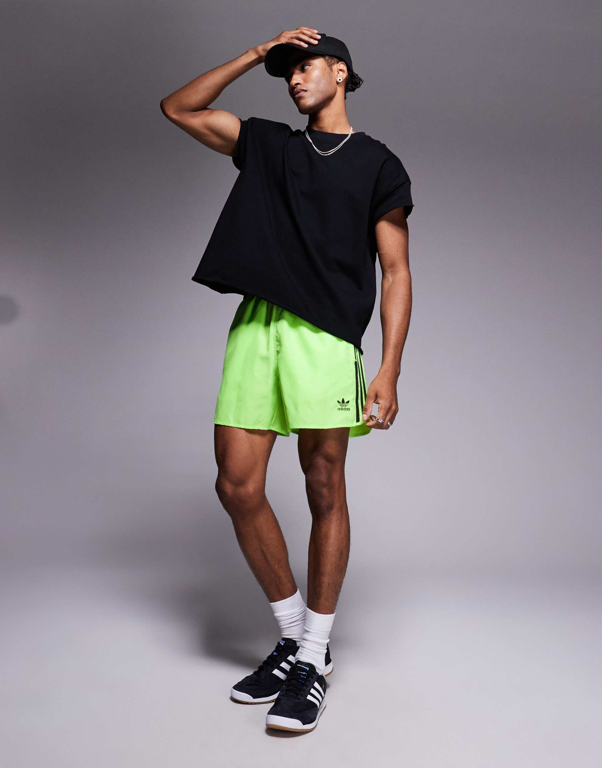 [adidas Originals] adidas Originals Adicolor sprinter shorts in lime-Green L signal green/black