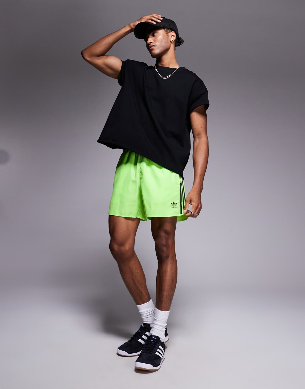 adidas Originals Adicolor sprinter shorts in lime