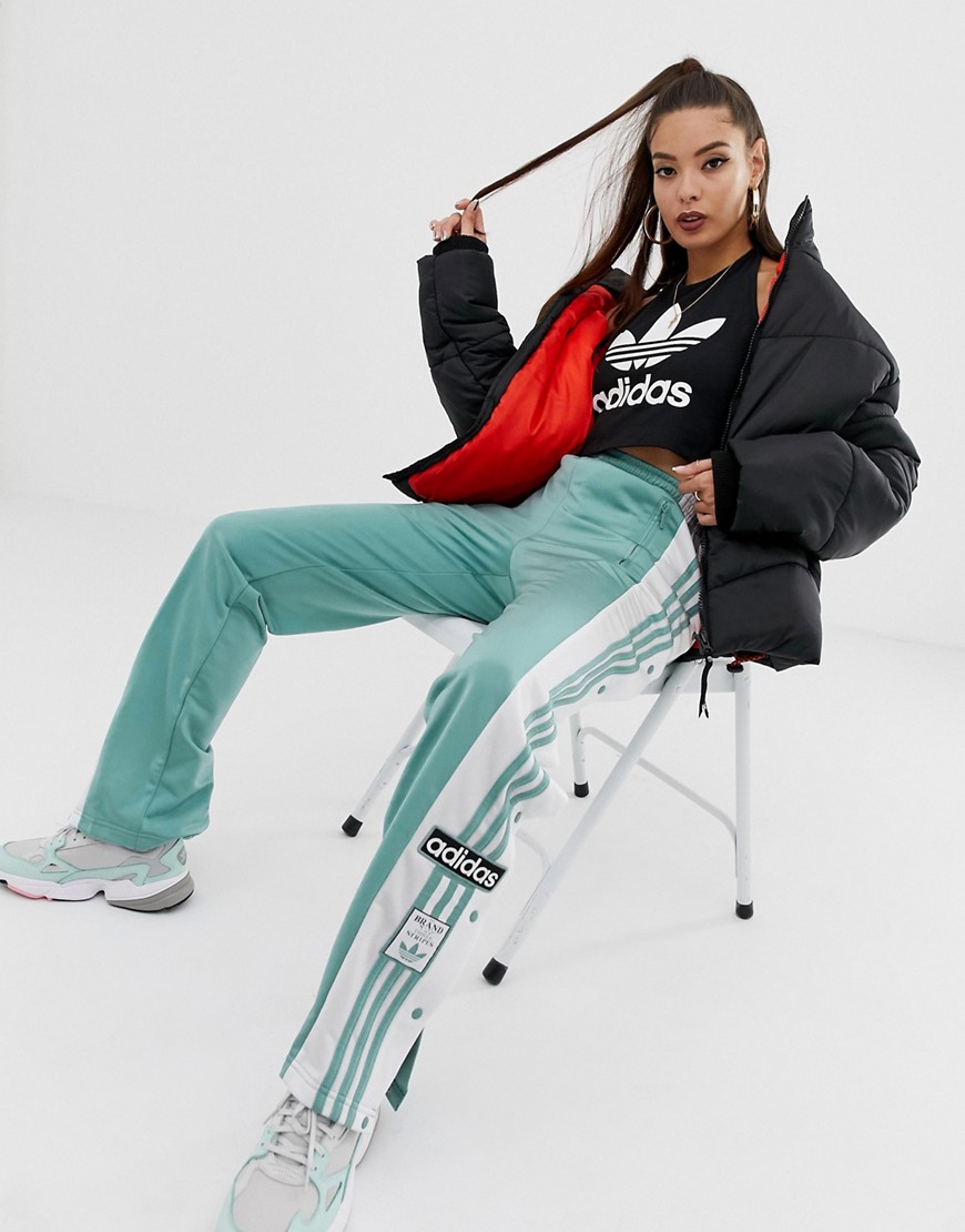Adidas Originals – adicolor – Stålgrå byxor med tryckknappar
