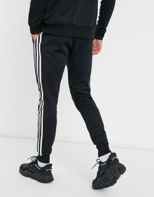 adidas sweatpants black with white stripes