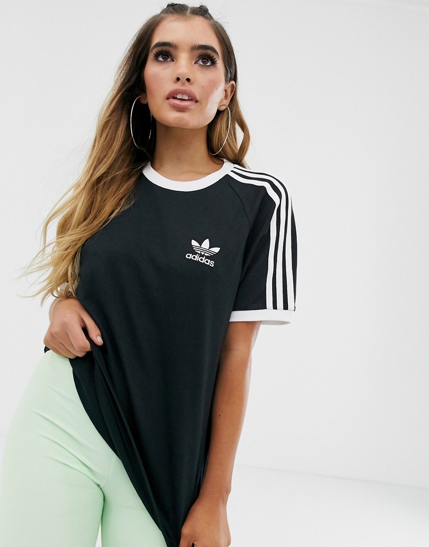 Adidas Originals – adicolor – svart t--shirt med tre ränder
