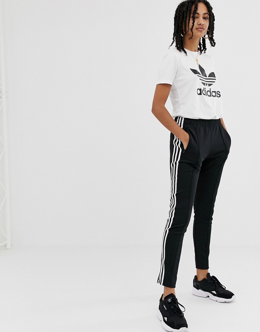Adidas Originals – adicolor – svarta cigarettbyxor med tre ränder