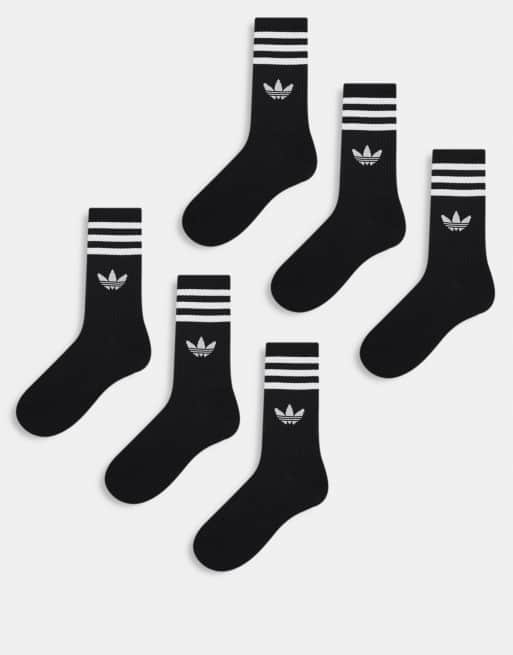 adidas Originals – adicolor – Svarta sportstrumpor med treklöverlogga, 6-pack