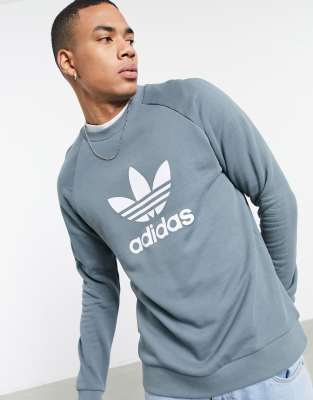 adidas originals overdyed premium sweatshirt with chest logo in blue