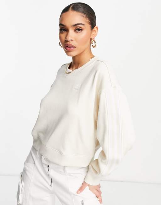 adidas Originals – adicolor – Sweatshirt in gebrochenem Weiß mit den 3 Streifen