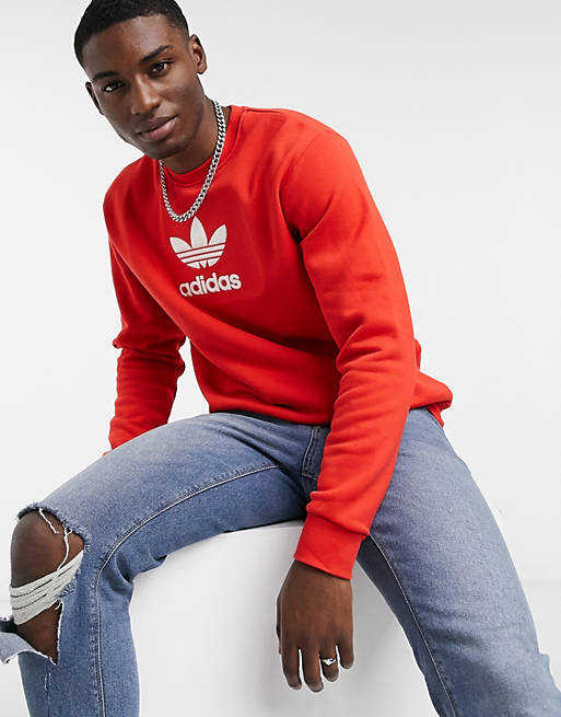 adidas Originals adicolor sweatshirt in red | ASOS