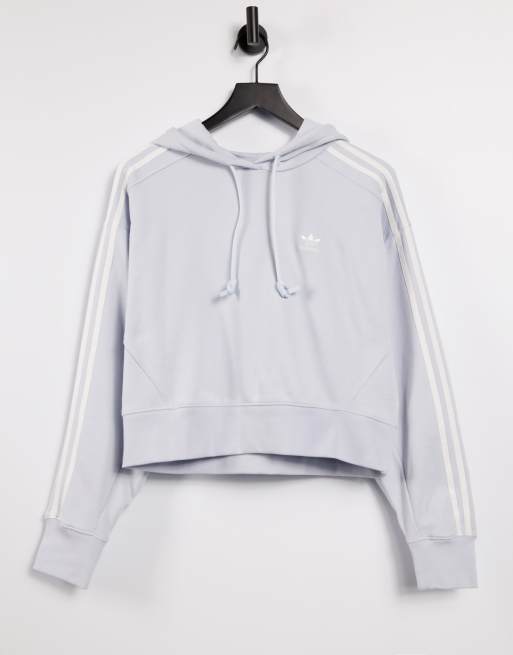 adidas Originals – Adicolor – Szaroniebieska bluza z kapturem i trzema paskami i logo