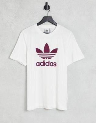 T-shirts et débardeurs adidas Originals - adicolor - T-shirt à grand logo - Blanc et prune