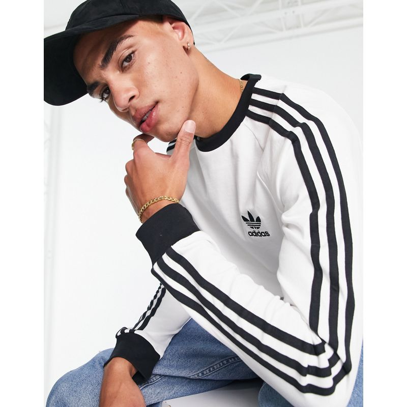 Activewear zVNHt adidas Originals - adicolor - T-shirt a maniche lunghe bianca con le tre strisce
