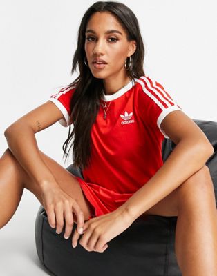 Femme adidas Originals - adicolor - T-shirt à trois bandes - Rouge