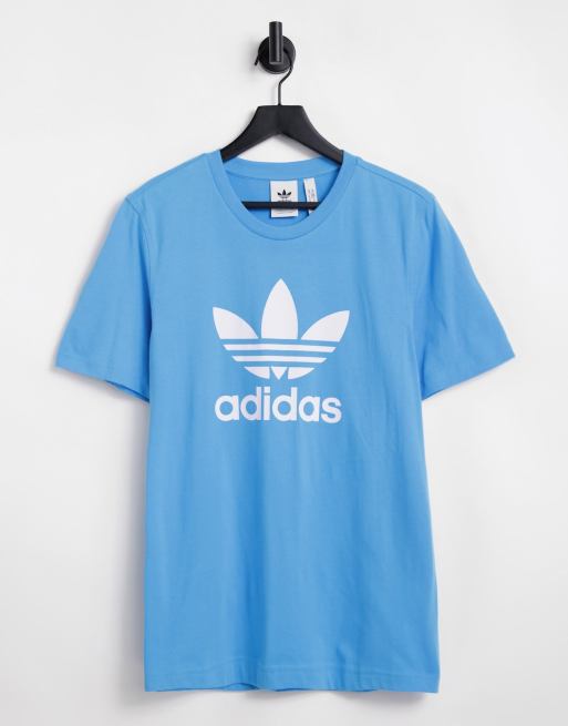 T-Shirt bleu ciel homme Adidas Trefoil pas cher