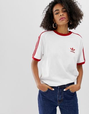 adidas Originals - adicolor - T-shirt bianca e rossa con tre righe | ASOS