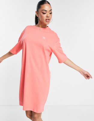 adidas Originals adicolor t-shirt dress in pink-Orange