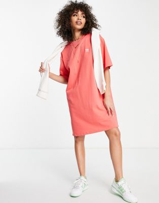 adidas Originals adicolor t-shirt dress with back print in red