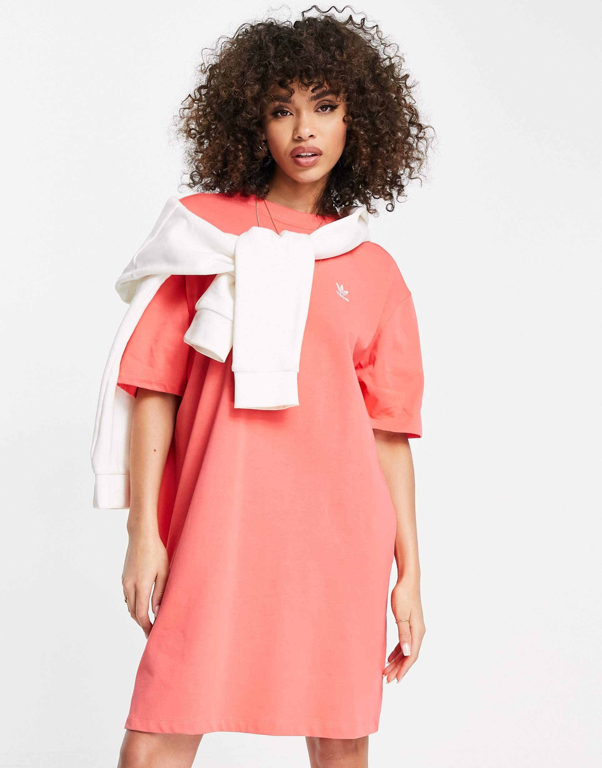 adidas Originals adicolor t-shirt dress with back print in red