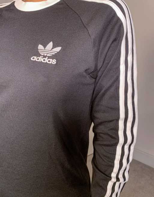 adidas Originals adicolor T shirt manches longues a trois bandes Noir ASOS