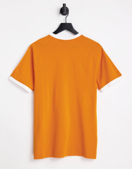 Adidas originals three deals stripe t-shirt in orange