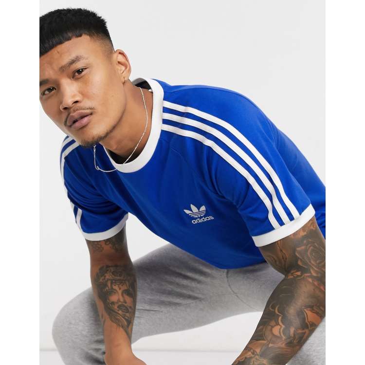adidas Originals Adicolor T shirt met drie strepen in blauw ASOS