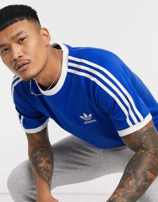 adidas Originals Adicolor T shirt met drie strepen in blauw