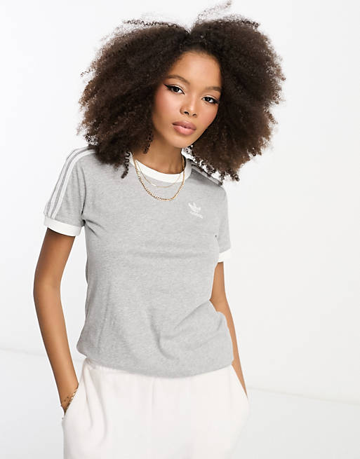 adidas Originals - Adicolor - T-shirt met drie strepen in grijs