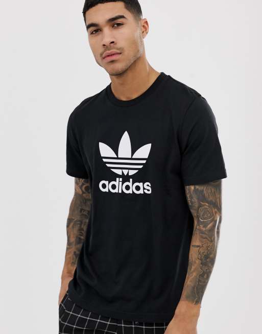 adidas - Originals adicolor - T-shirt met groot iriserend logo, in zwart cw0709T