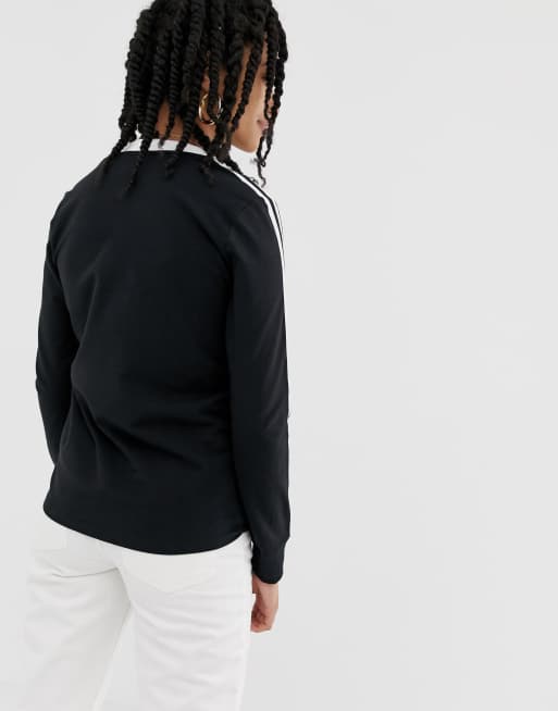 adidas Originals adicolor T shirt met lange mouwen en drie strepen in zwart