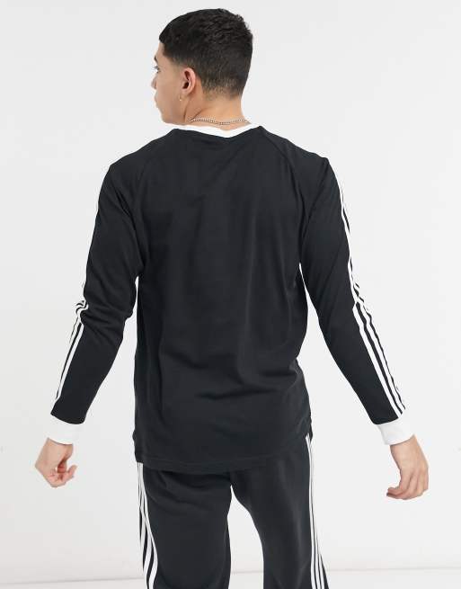 Adidas - originals - t-shirt met lange mouwen en drie strepen in zwart 2025