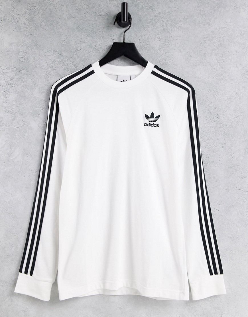 Adidas Originals - Adicolor - T-shirt met lange mouwen en 'three stripe' in wit