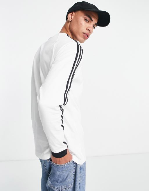 adidas Originals Adicolor T shirt met lange mouwen en three stripe in wit