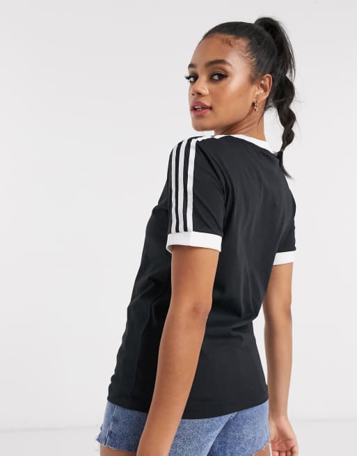 adidas Originals adicolor T shirt nera con tre strisce