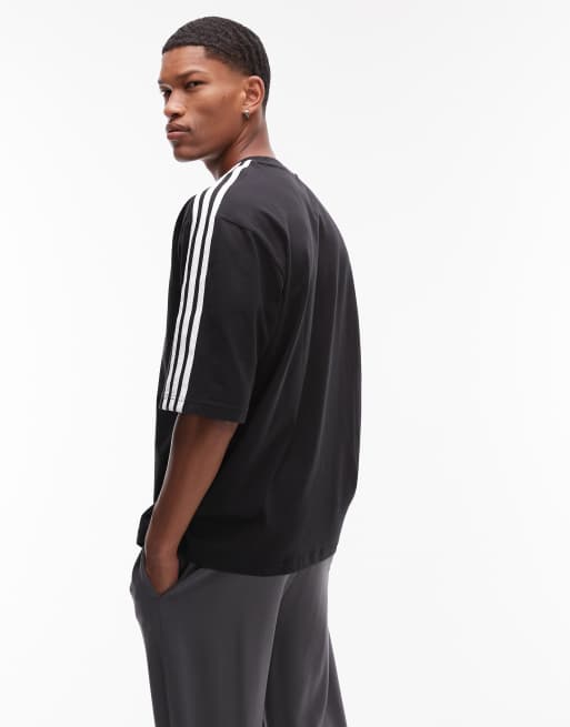 adidas Originals - adicolor - T-shirt oversize à 3 bandes - Noir, 3 de 4