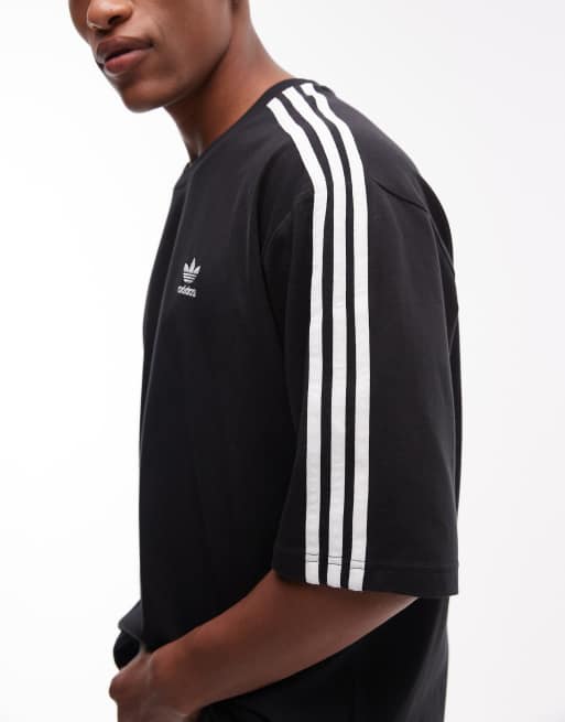 adidas Originals - adicolor - T-shirt oversize à 3 bandes - Noir, 4 de 4