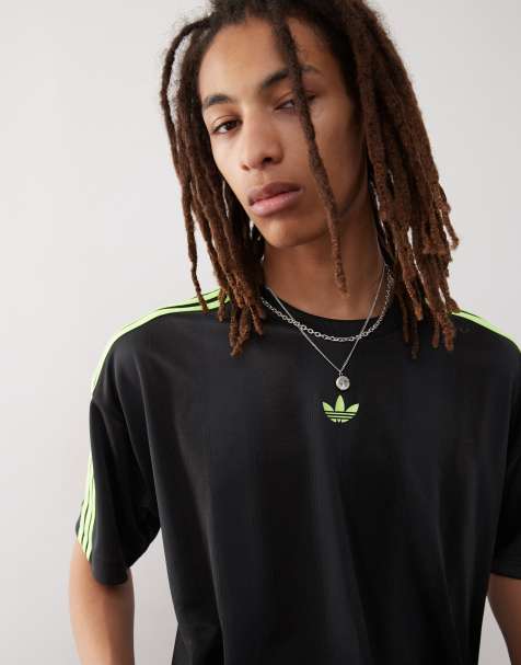 adidas Originals - Adicolor - T-shirt van jacquard jersey in zwart/groen - view 1