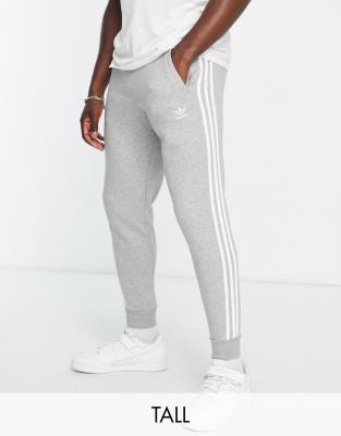 adidas Originals Adicolor Tall 3 stripe slim joggers in grey ASOS