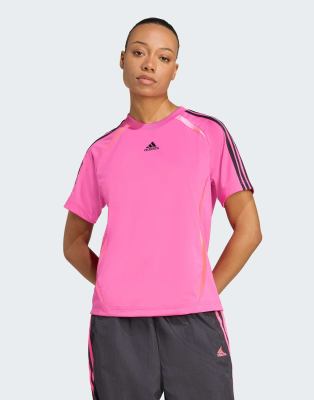 adidas Originals - Adicolor Teamgeist - T-Shirt in Semi Lucid Fuchsia/Schwarz mit lockerer Passform-Rosa