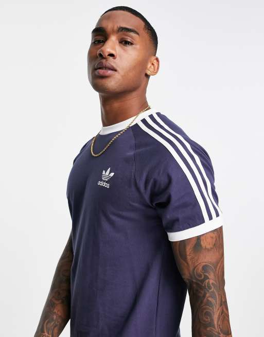 adidas Originals adicolor three stipe t-shirt in shadow navy | ASOS