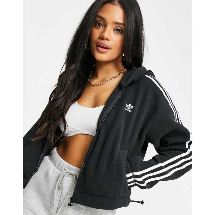 Black adidas zip up hoodie womens sales