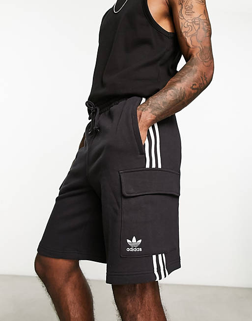 three ASOS shorts inch adidas in black Originals adicolor cargo 10 stripe |