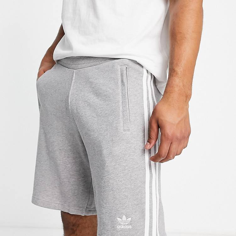 adidas Originals adicolor three stripe 10 inch shorts in gray | ASOS