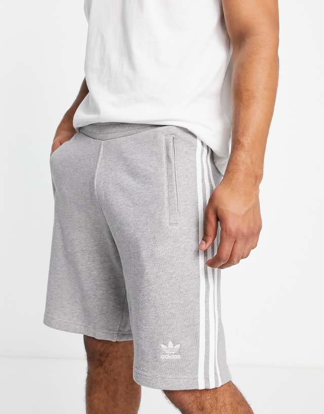 adidas Originals adicolor three stripe 10 inch shorts in gray
