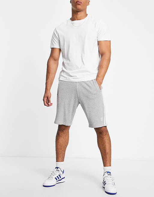 adidas Originals adicolor three stripe 10 inch shorts in gray | ASOS