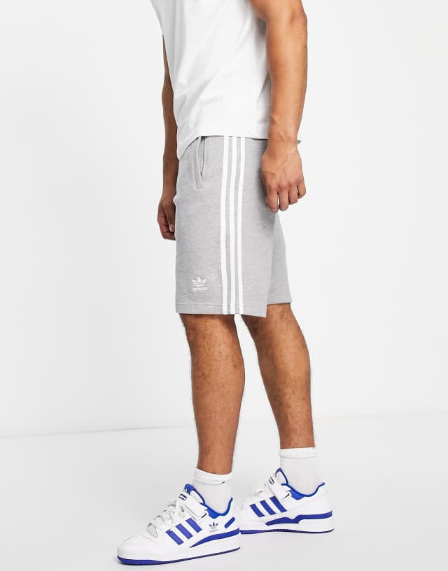 adidas Originals adicolor three stripe 10 inch shorts in gray 2