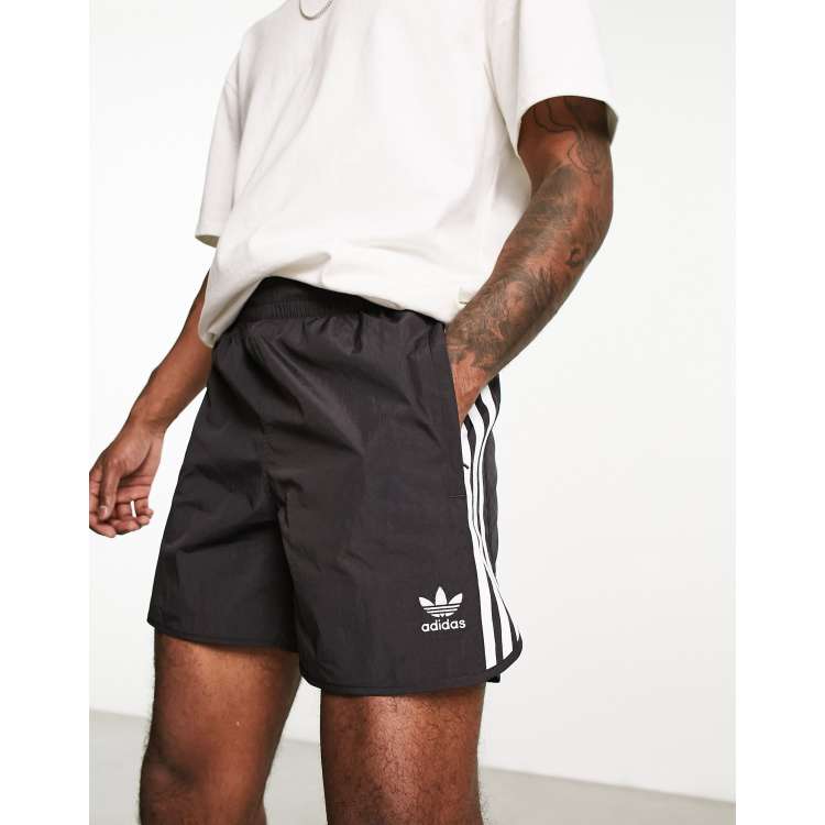 adidas Originals adicolor three stripe 5 inch sprinter shorts in black