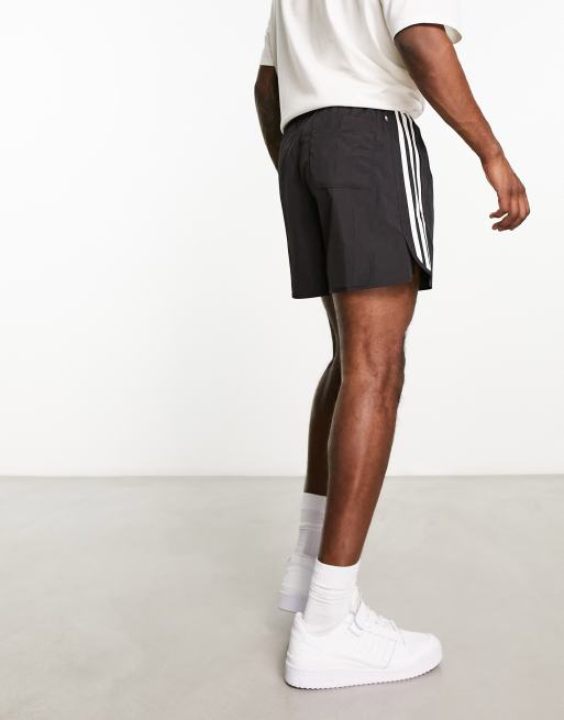 adidas Originals Adicolor polyester 3 stripe shorter shorts in black