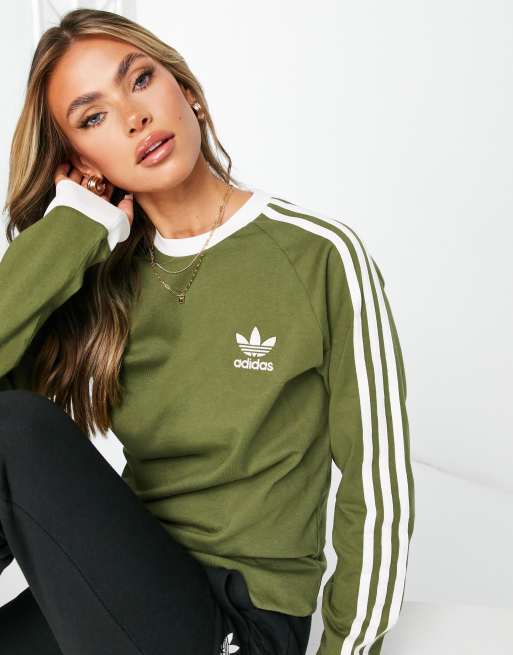 Adidas 3 stripe long sleeve women's hotsell