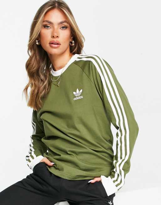 Khaki adidas long 2025 sleeve top