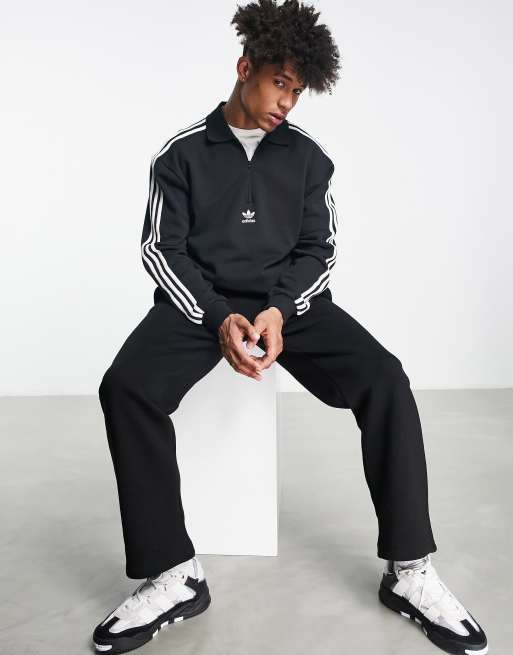 adidas Originals adicolor three stripe fit polo top in black | ASOS